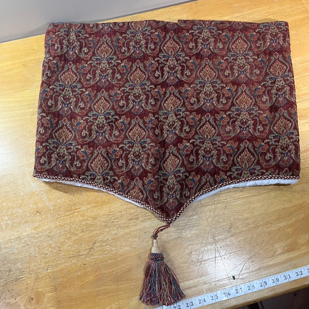 Springs Industries Valance Vtg Burgundy Gold Damask Tassel Trim 48x20